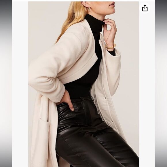 Thakoon Collective Pocket Front Coat Wool Blend Off White Womens Size Large - Picture 2 of 10